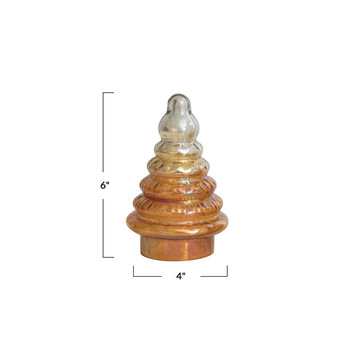 Embossed Two-Tone Mercury Glass Tree, Amber Color