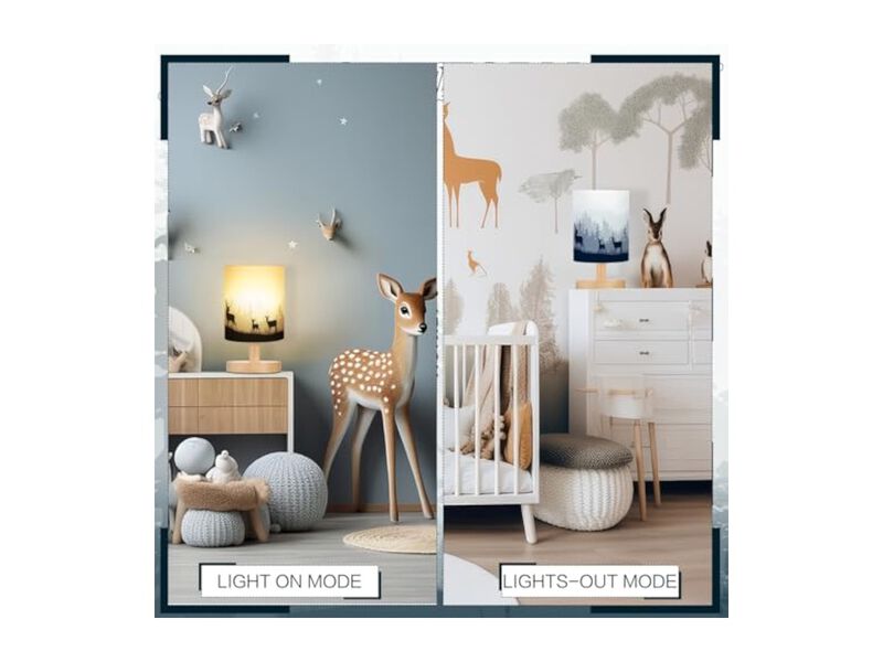 Wood Fabric Desk Lamp For Living Room Bedroom Office image number 3