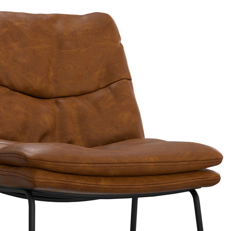 Danika Mid-Century Modern Counter Height stool (Set of 2) in Camel Brown Vegan Faux Leather