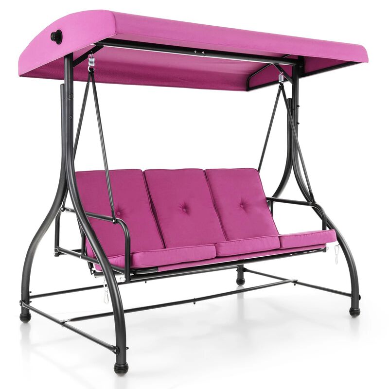 Mondawe 3 Seat Outdoor Converting Glider Porch Swing with Adjustable Canopy