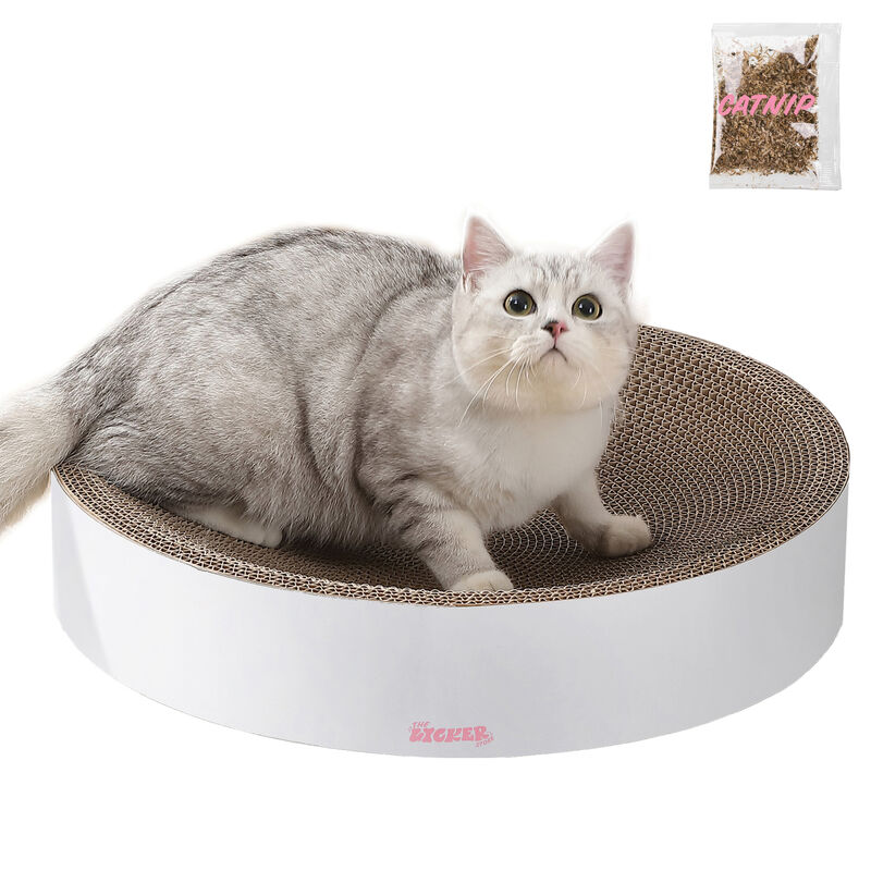 Nelson Modern Cardboard Round Bowl Cat Scratcher with Catnip