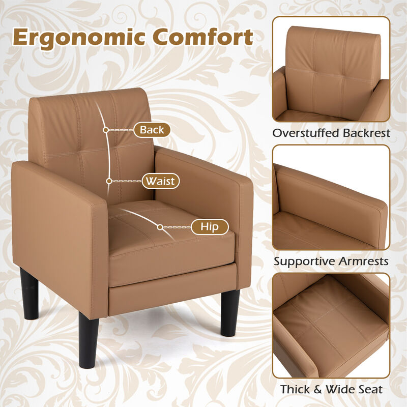 Set of 2 PU Leather Accent Chairs with Removable Cushions for Living Room image number 6