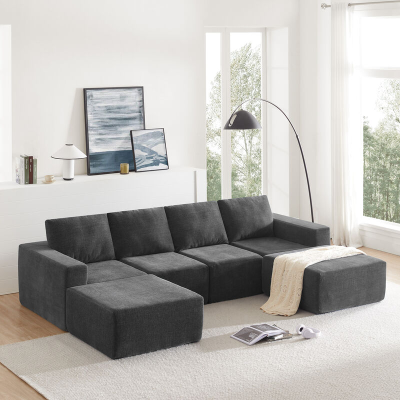 Merax Modular U Shaped Sectional Sofa Floor Couch Set