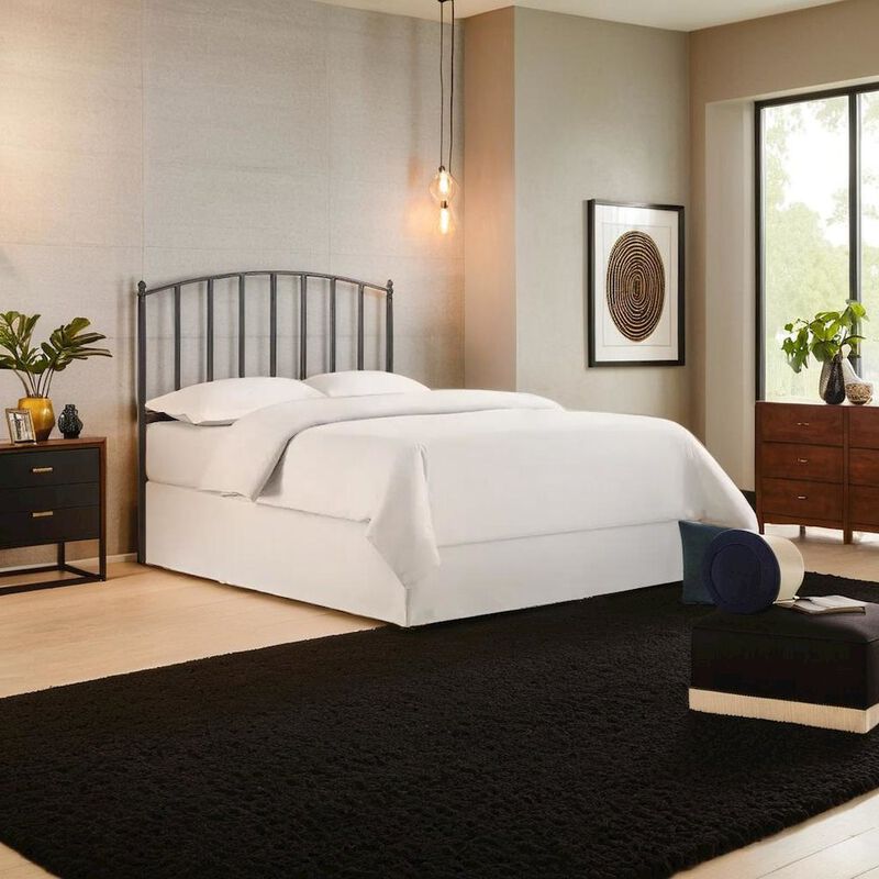FurniFact Sleek Black Steel Headboard Designed for Full and Queen Bed Frames