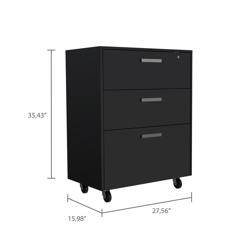 Streamdale Black 3-Drawer Drawer Base Cabinet