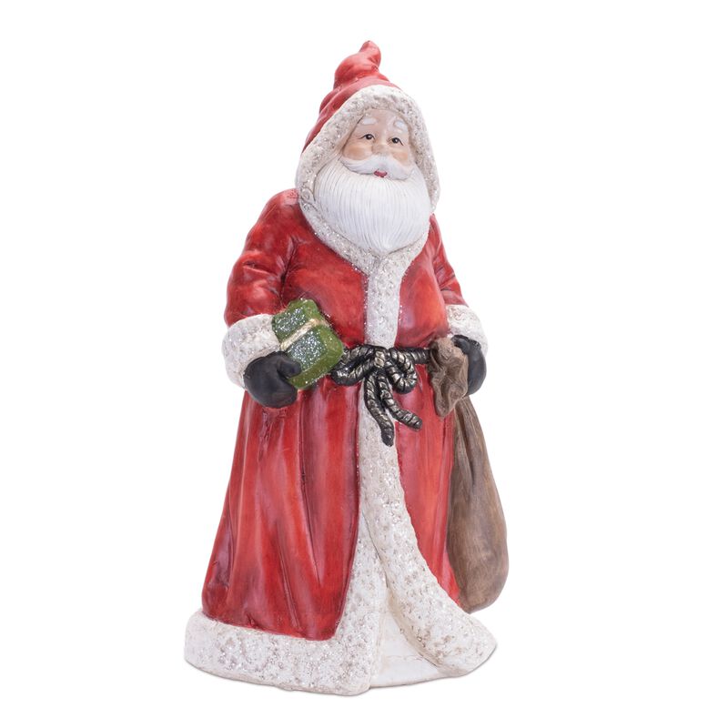 Rustic Hooded Santa Figurines – Set of 2 Terracotta Holiday Table Accents for Christmas Home Styling
