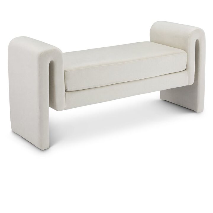 Meridian Furniture Sloan Cream Velvet Bench