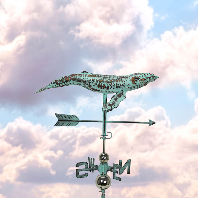 Verdigris Copper Humpback Whale Weathervane Roof Mount Home Garden Decor Art image number 6