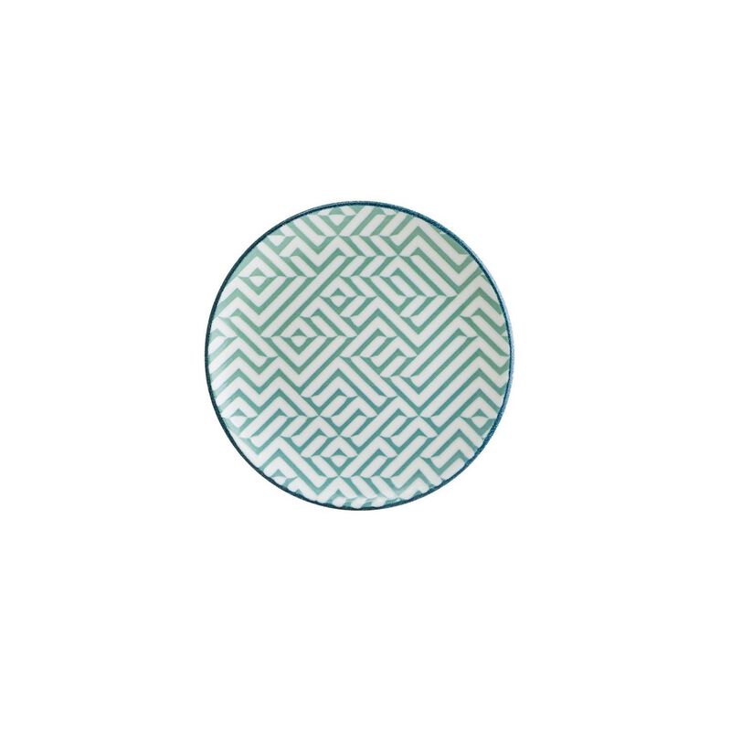 Chevron dia.7.5" Round Decorated Porcelain Plate (Set of 4)