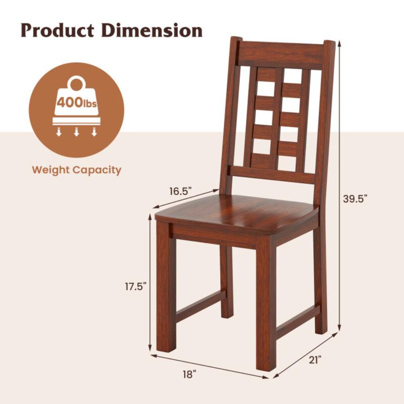 Hivvago Wooden Dining Chairs Set of 2 Kitchen Chair with Solid Rubber Wood Frame