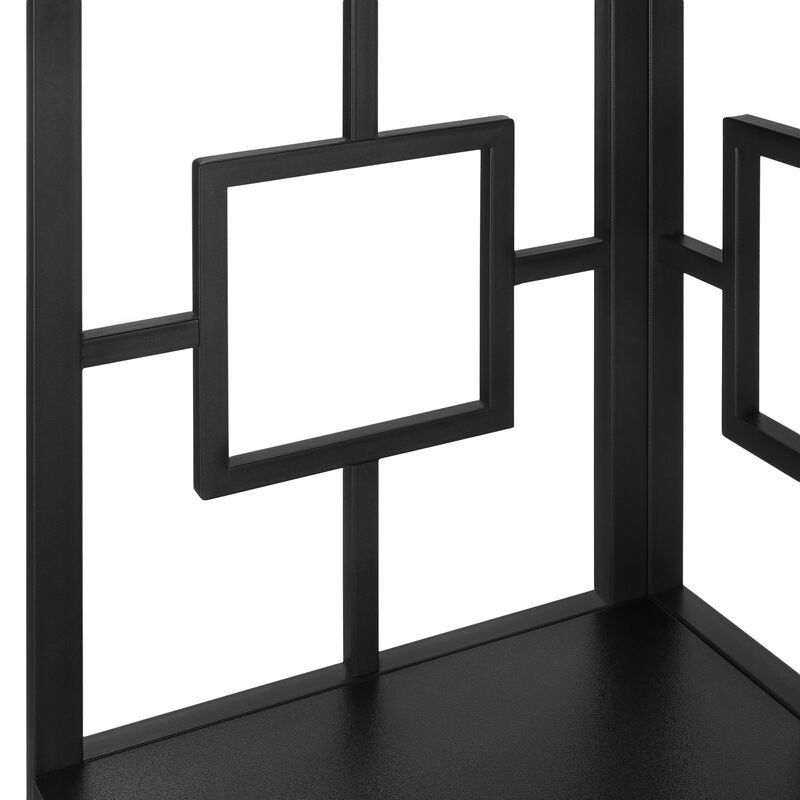 Monarch Specialties I 3610 Bookshelf, Bookcase, Etagere, Corner, 4 Tier, 62"H, Office, Bedroom, Metal, Laminate, Black, Contemporary, Modern