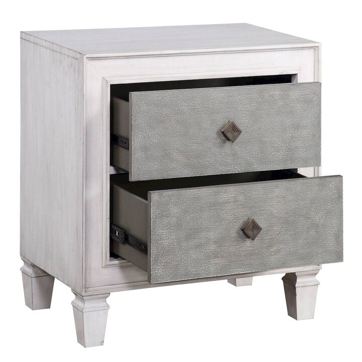 Plethoria Home Rustic Grey and Weathered White 2-drawer Nightstand