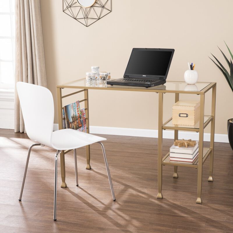 Modern Clear Glass Study Desk &ndash; Durable & Easy to Clean Surface