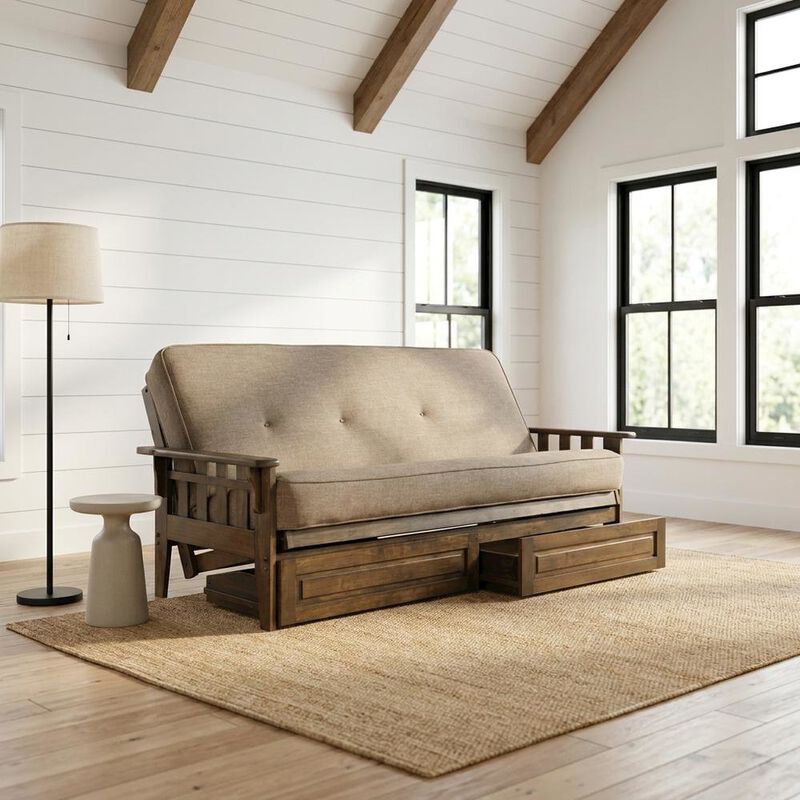 Tucson Frame-Rustic Walnut Finish-Linen Stone Mattress-Storage Drawers image number 7