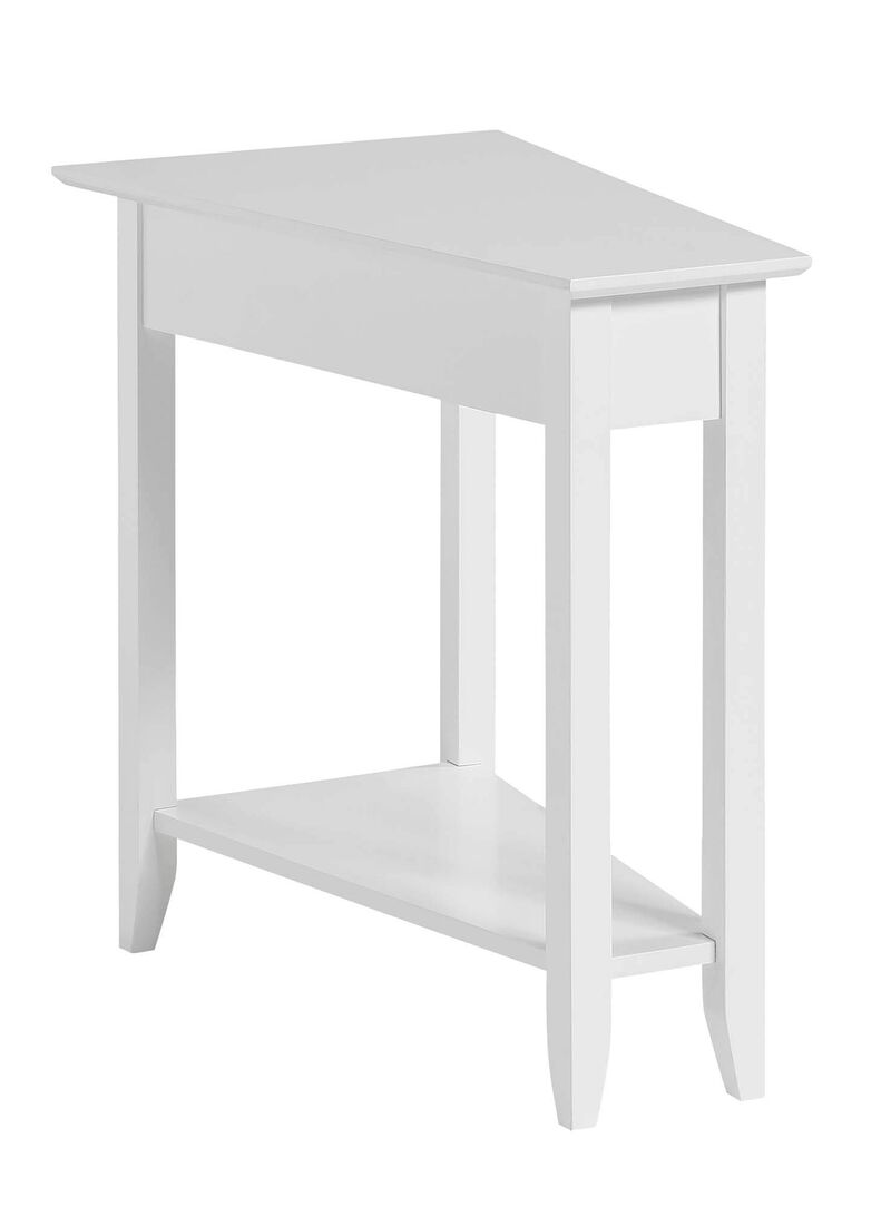 Convenience Concepts American Heritage Wedge End 24"" Classic Living Storage Shelf, Side Family Room, Bedside Table, White