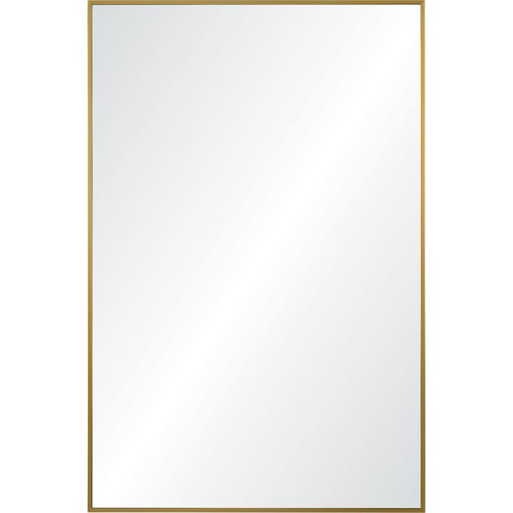 35.5" Clear Brass Finished Framed Rectangular Wall Mirror
