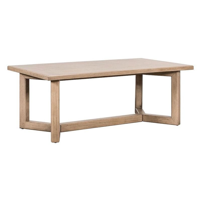 Liberty Furniture Living Room Rectangular Cocktail Table Center Trestle - Barley Buff Birch Wood image number 0