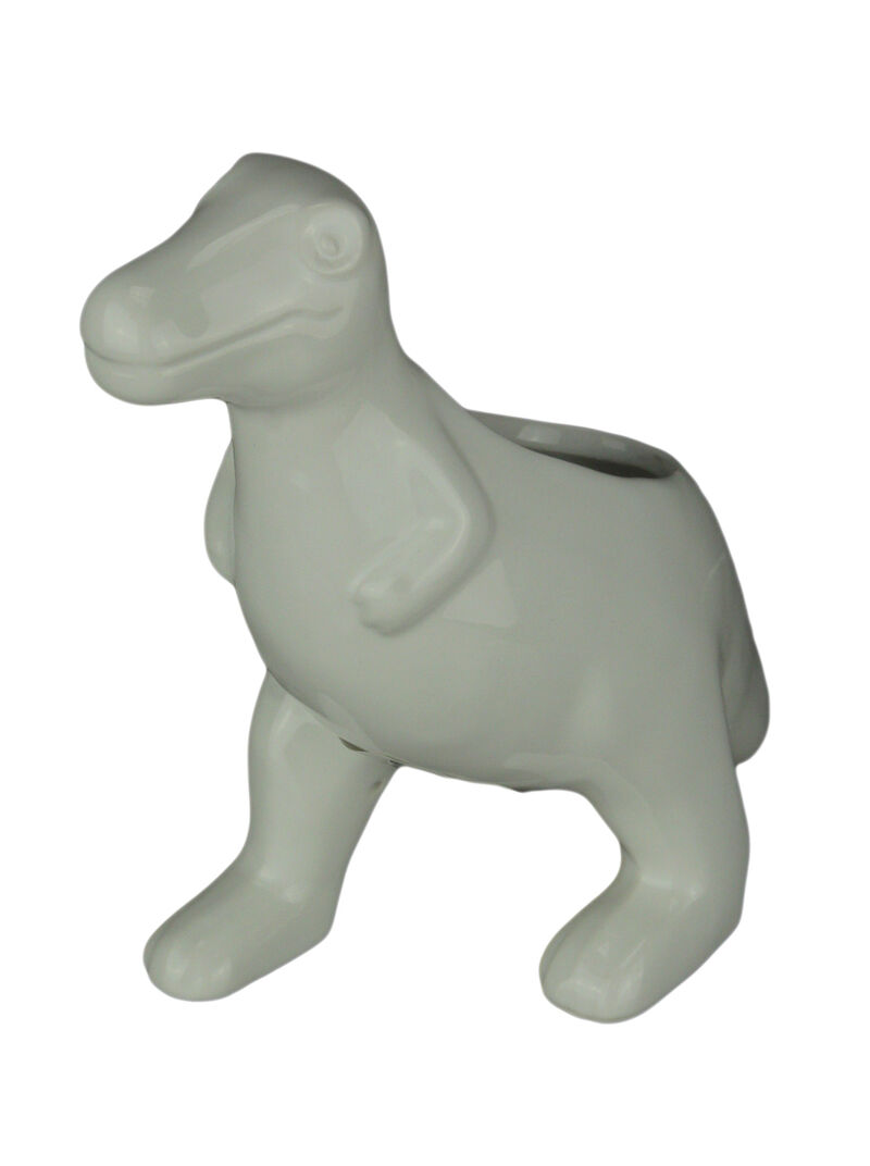 White Ceramic Tyrannosaurus Rex Dinosaur Jurassic Decor Planter image number 0