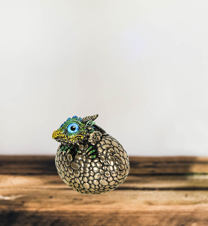 Bronze Finish Dragon Hatchling Figurine With Hand Painted Color Accents image number 8