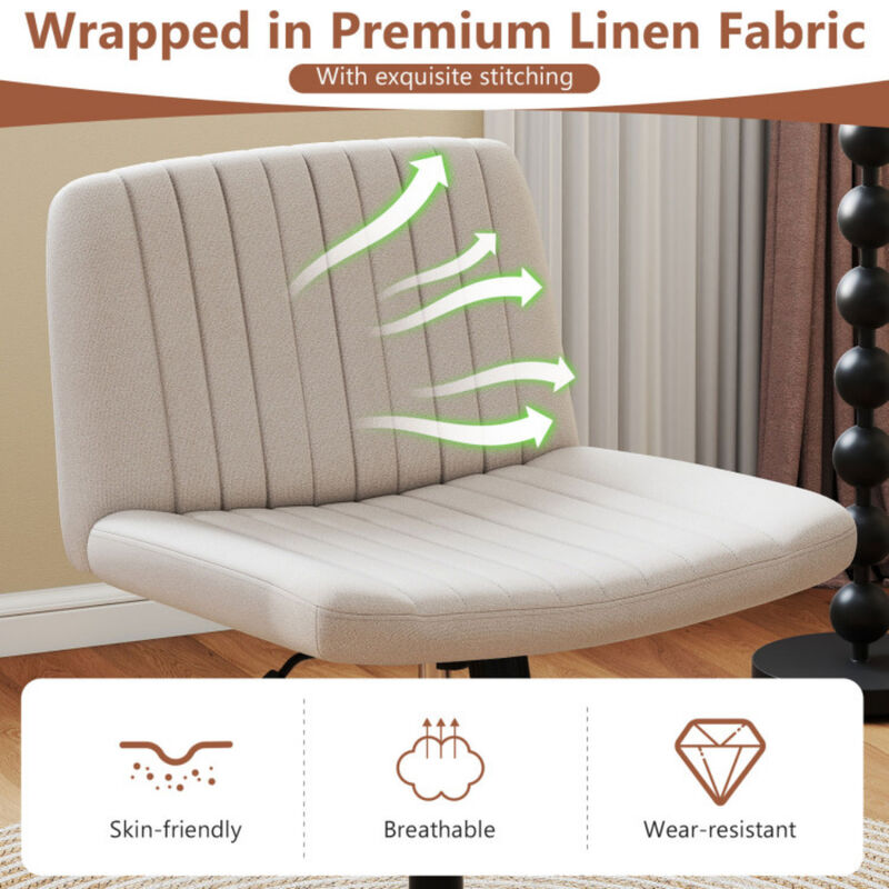 Armless Criss Cross Swivel Desk Chair – No Wheels, Wide Seat for Cross-Legged Sitting