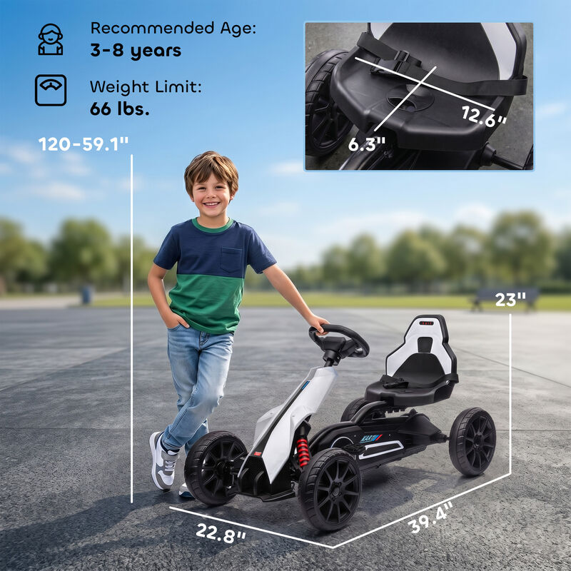 BreeBe Kids Pedal Go Kart W/ Adjustable Seat, Swing Axle image number 2