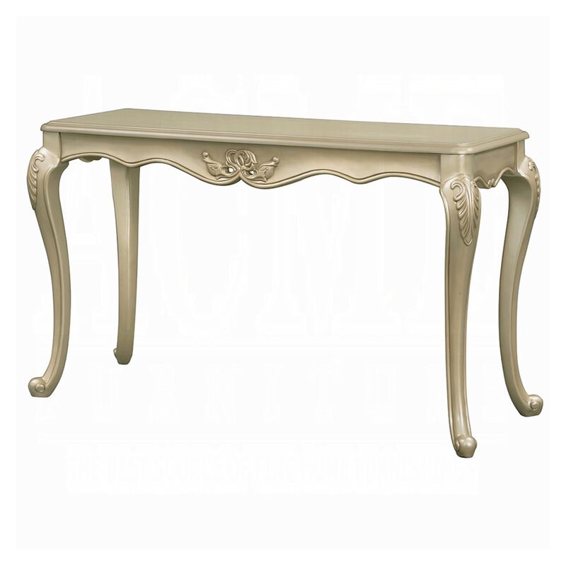 Bertha Sofa Table, Ornate Classic European Champagne Gold Wood 52 Inch