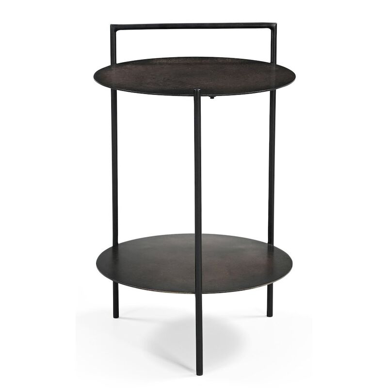 Benji Iron Side Table in Dark Copper Toned Iron