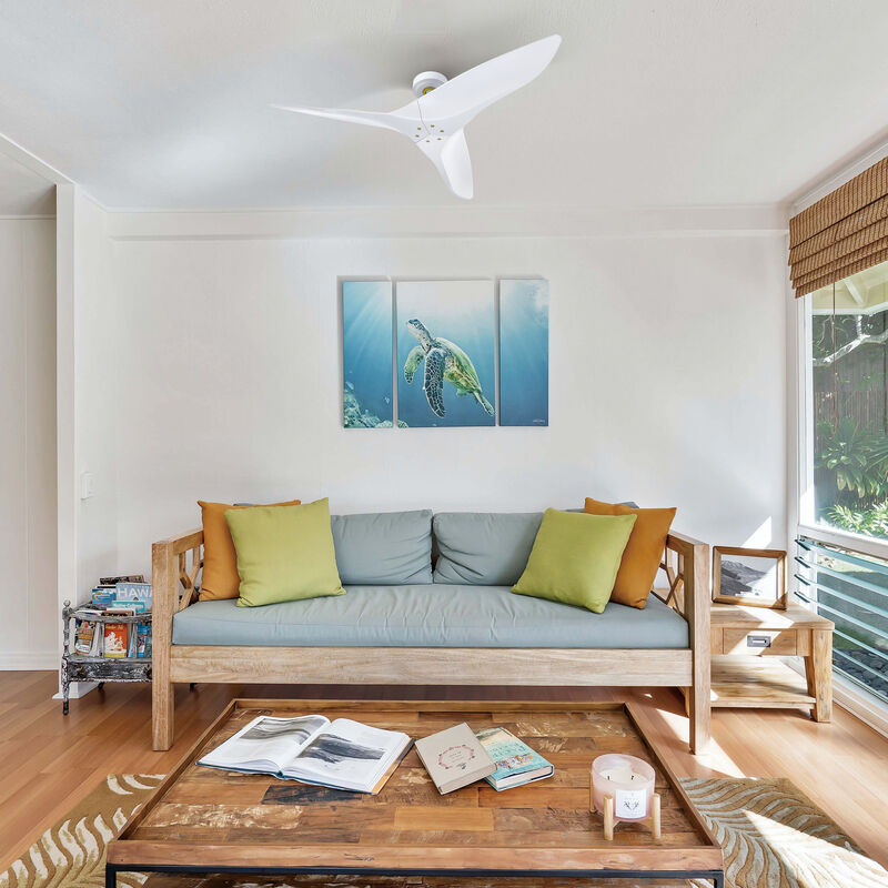 52 in. White Reversible 6-Speed Ceiling Fan with Remote without Light