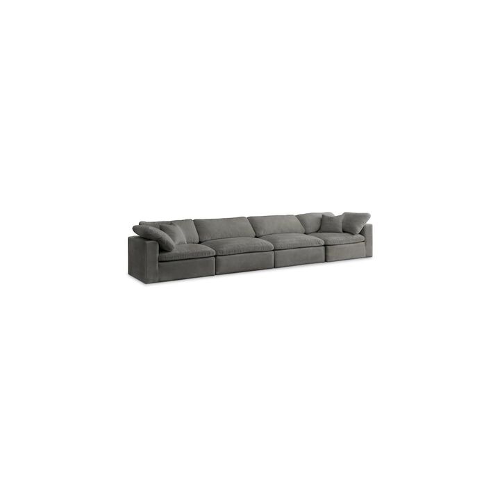 Meridian Furniture Cozy Grey Velvet Comfort Modular Sofa