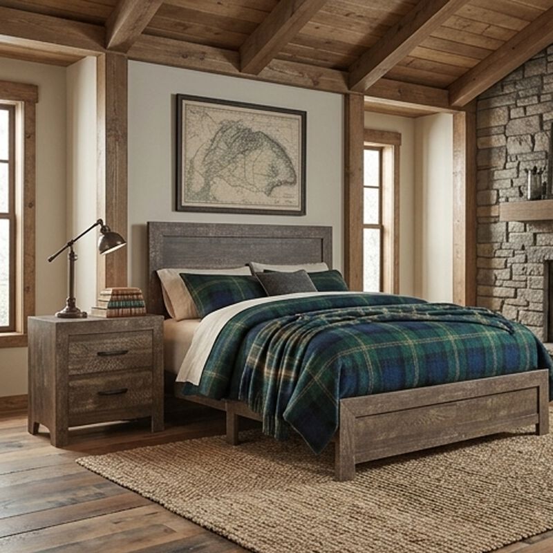Bedroom Set, Panel Design, 2-Piece Set with Bed and Nightstand image number 8