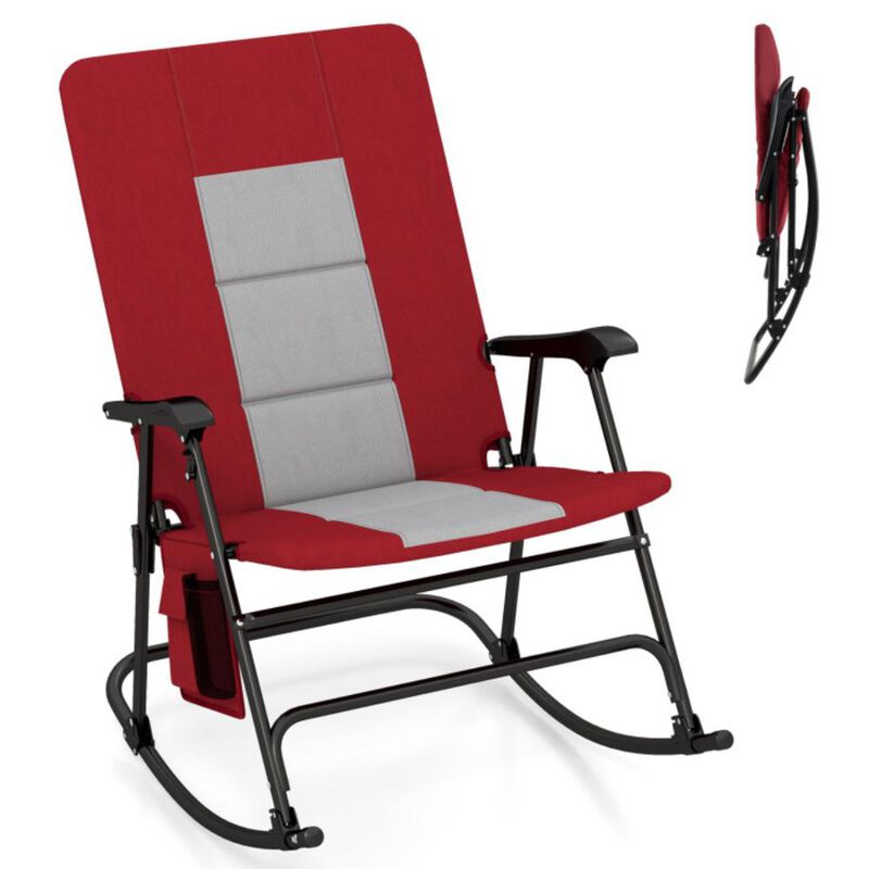 Hivvago Foldable Rocking Padded Portable Camping Chair with Backrest and Side pocket