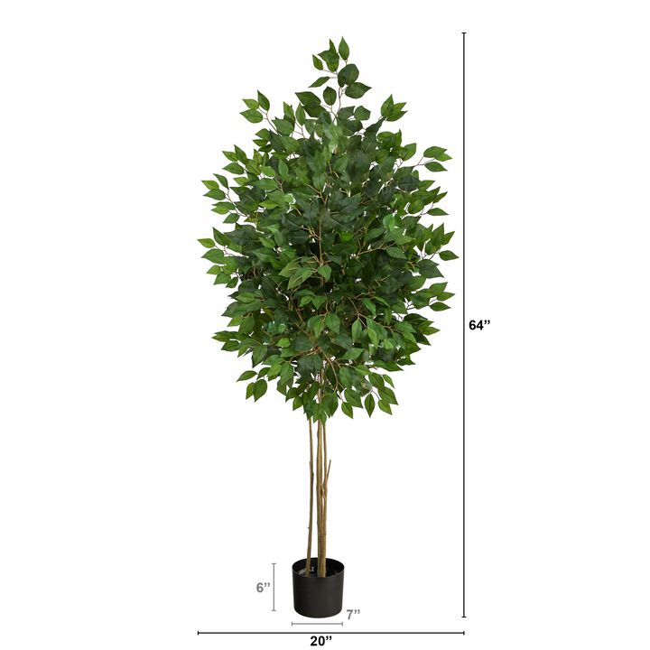 Hivvago 64 Inches Ficus Artificial Tree UV Resistant (Indoor/Outdoor)