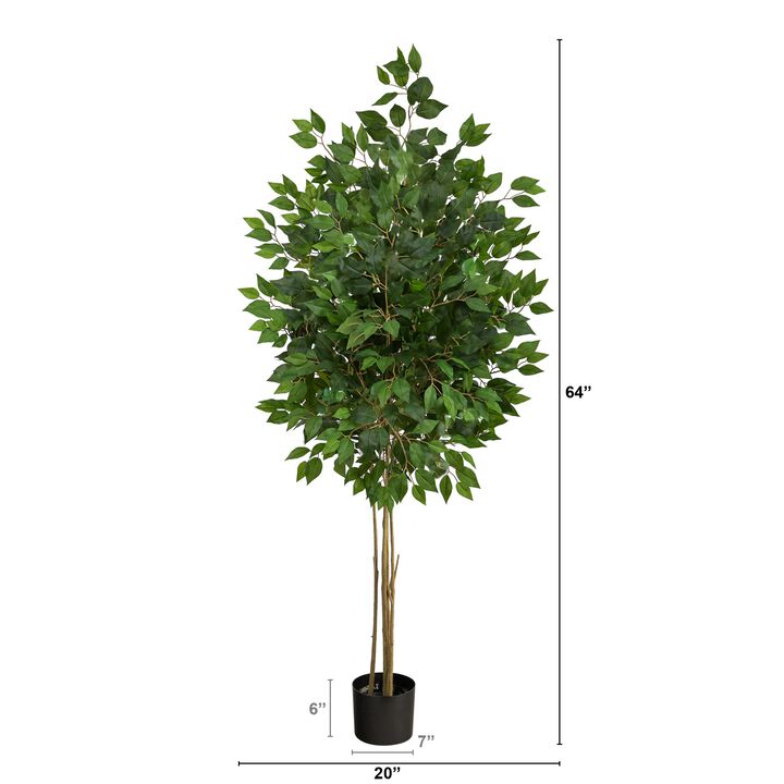 HomPlanti 64 Inches Ficus Artificial Tree UV Resistant (Indoor/Outdoor)