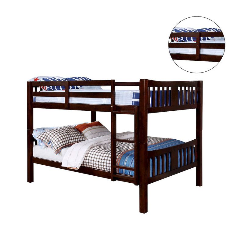Wooden Full Over Full Bunk Bed in Dark Walnut image number 0