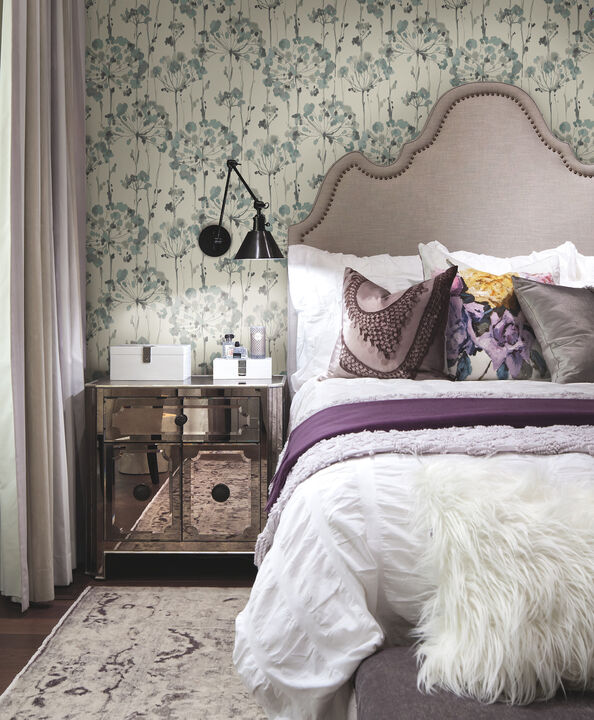 Flourish Sheer Blue & Grey Peel & Stick Wallpaper