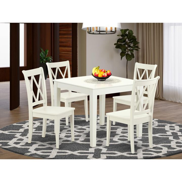 East West Furniture Dining Room Set Linen White, OXCL5-LWH-W