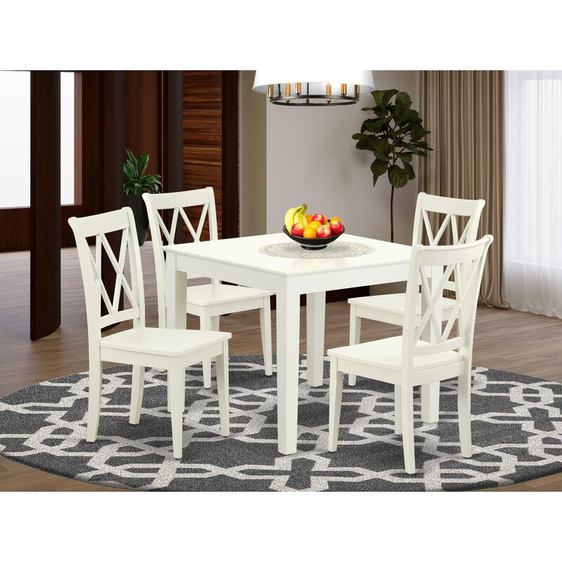 East West Furniture Dining Room Set Linen White, OXCL5-LWH-W