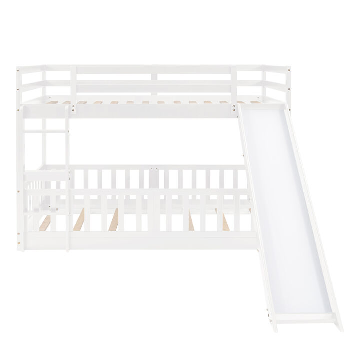 Twin Over Twin Bunk Bed With Slide And Ladder