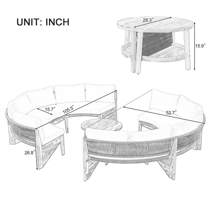 Merax  Modern Outdoor Seating Sofa Set with Table image number 9