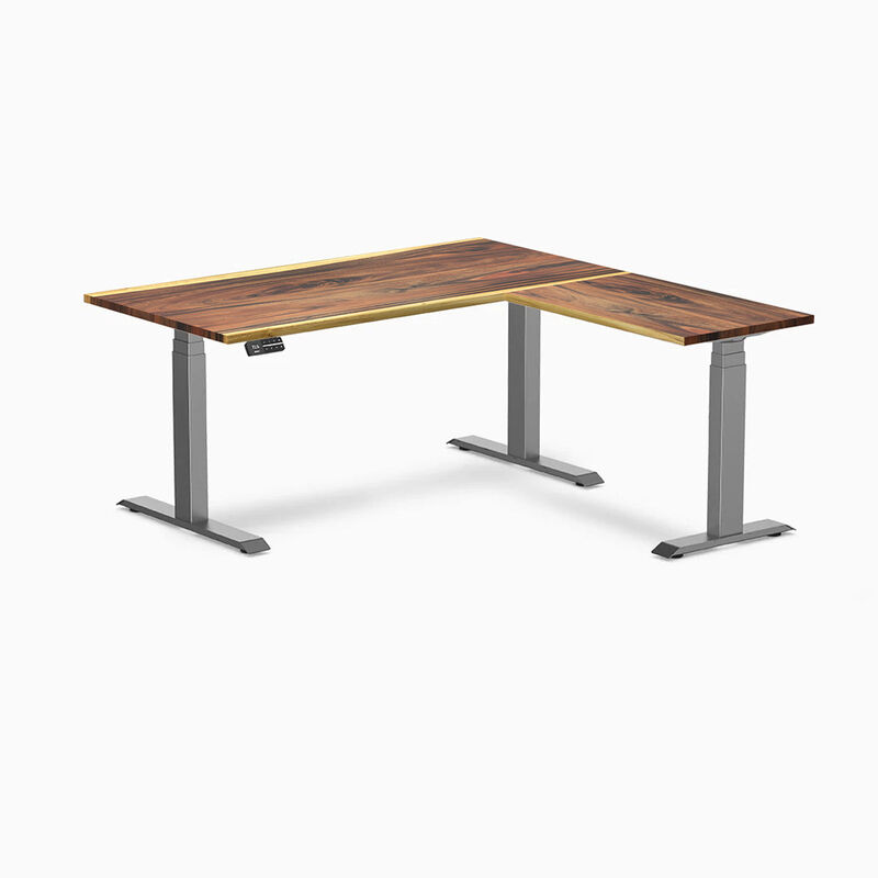 Desky Hardwood L-Shape Sit Stand Desk image number 0