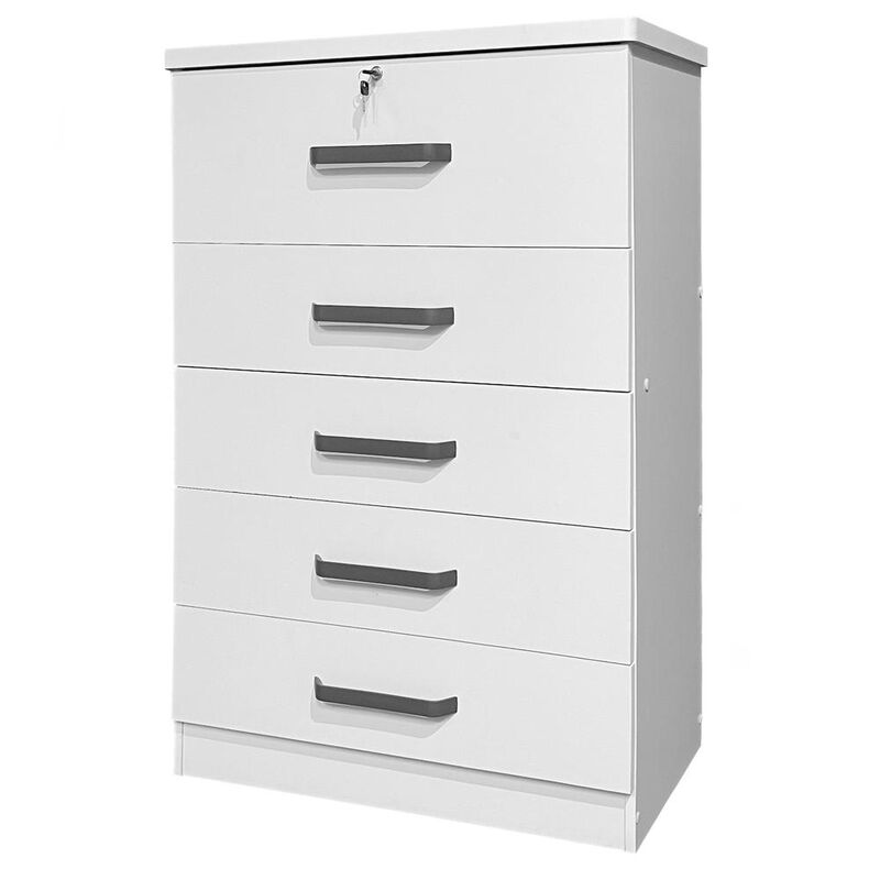 Better Home Products Xia 5 Drawer Chest of Drawers in White