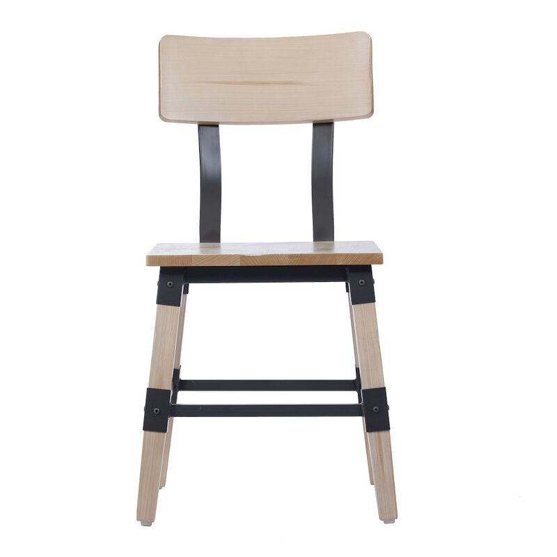 Flash Furniture Jackson 2 Pack Rustic Antique White Industrial Wood Dining Chair image number 6