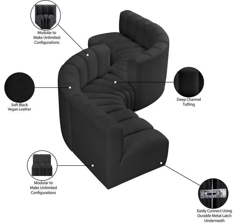 Meridian Furniture Arc Black Vegan Leather Modular Sofa image number 7