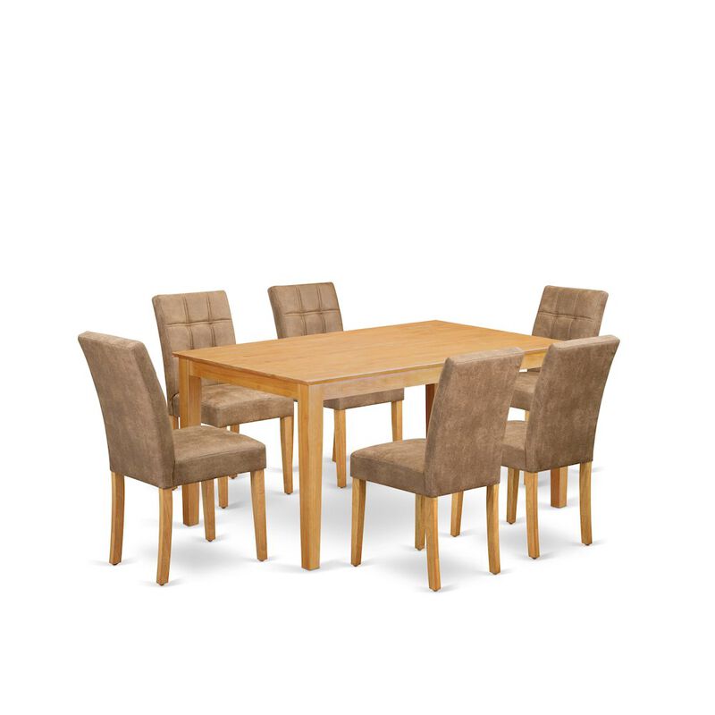7 Piece Dining Room Table Set consists A Mid Century Modern Dining Table