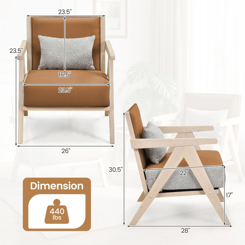 Mid Century Accent Chair with Wooden Frame for Living Room and Bedroom image number 2