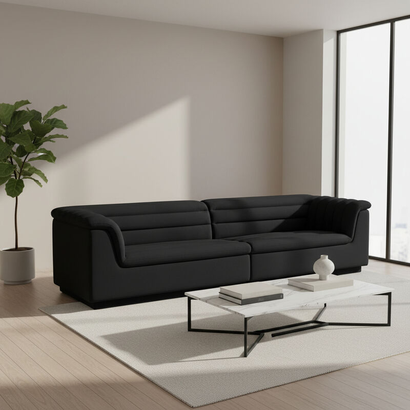 Meridian Furniture Cascade Black Velvet Fabric Modular Sofa image number 1