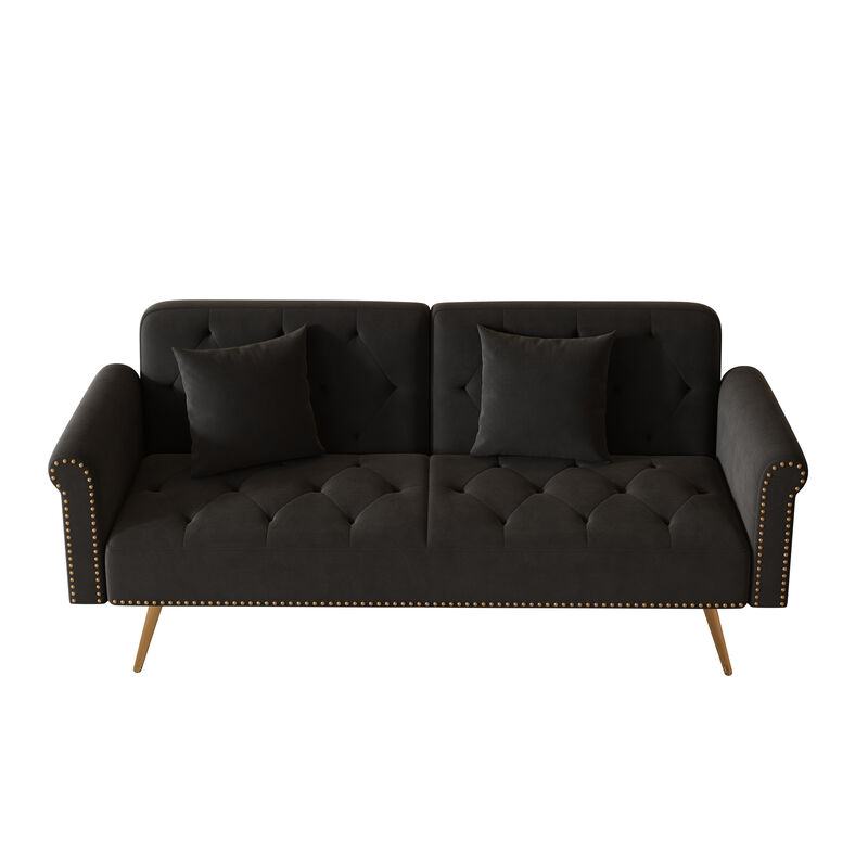 Merax Light Luxury Velvet Convertible Sofa Bed Loveseats image number 0