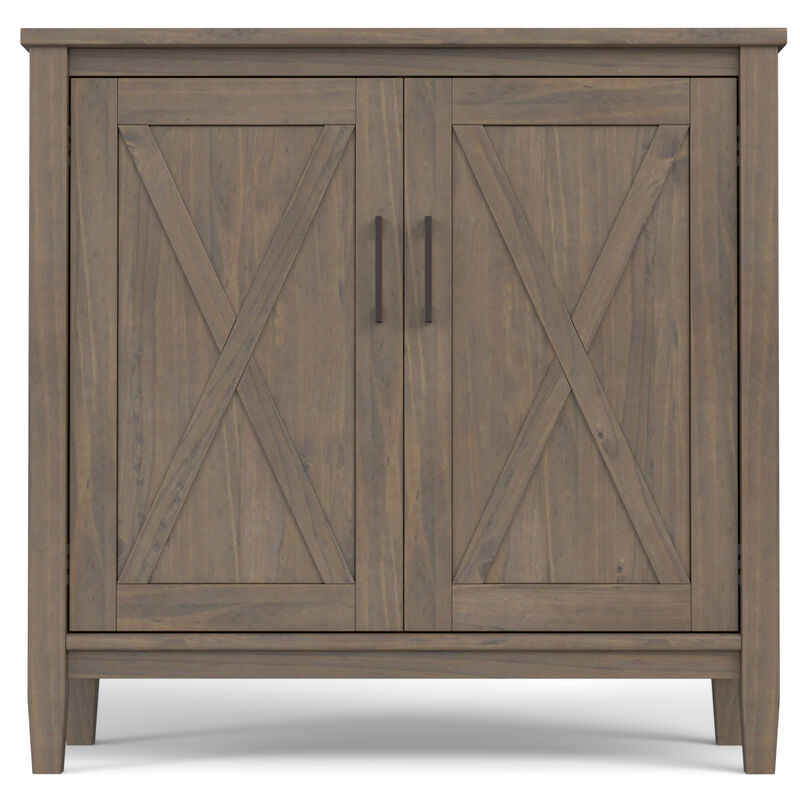 Ela SOLID WOOD 32 inch Wide Transitional Low Storage Cabinet in Smoky Brown