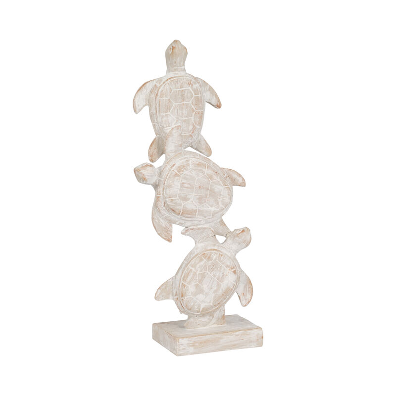 16" Stacked Turtles, White image number 1