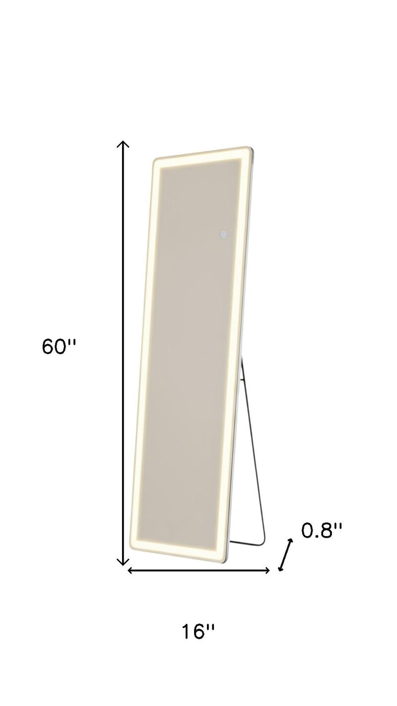 HomeRoots 60" Clear Lighted Freestanding and Wall Mount Frameless Full Length Mirror image number 3
